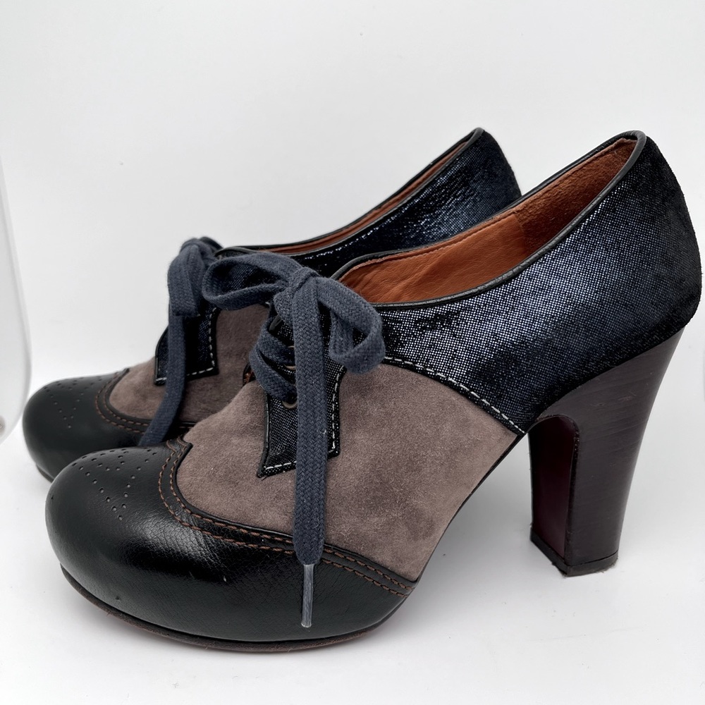 Chie Mihara OLIVIAN High heeled Oxford Bootie, Blue Combo, size EU 38